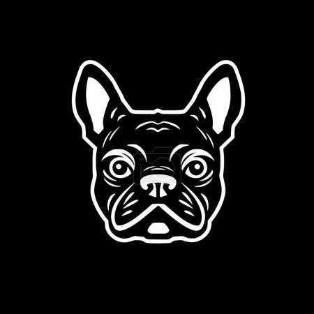 Illustration for French bulldog - black and white isolated icon - vector illustration - Royalty Free Image