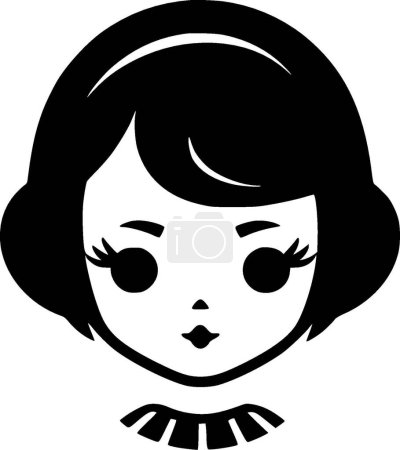 Illustration for Girl - black and white vector illustration - Royalty Free Image