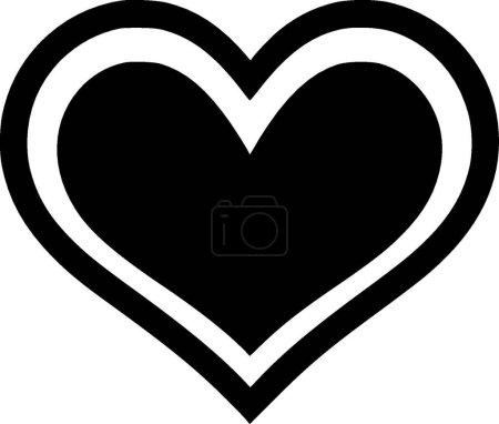 Corazón - icono aislado en blanco y negro - ilustración vectorial