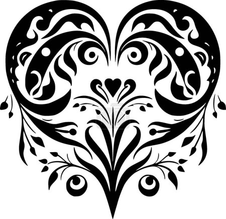 Illustration for Open heart - black and white vector illustration - Royalty Free Image