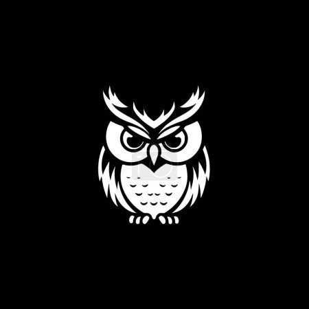 Illustration for Owl - black and white vector illustration - Royalty Free Image