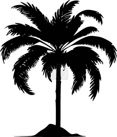 Palm tree - black and white vector illustration