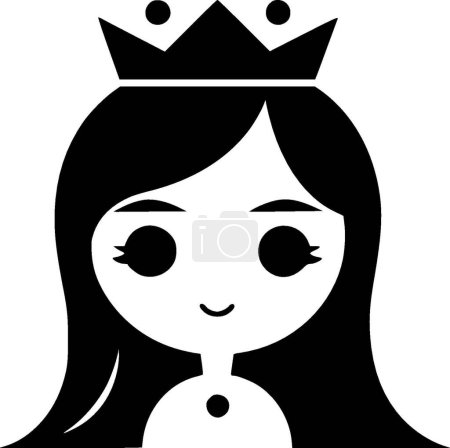 Princesa - silueta minimalista y simple - ilustración vectorial