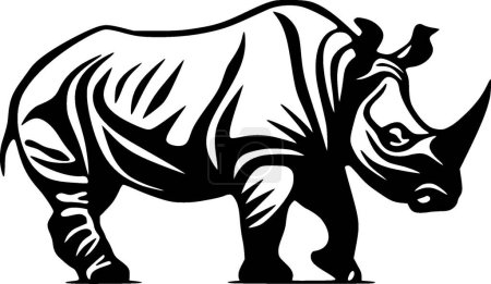 Illustration for Rhinoceros - black and white vector illustration - Royalty Free Image
