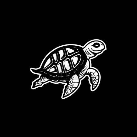 Schildkröte - schwarz-weiße Vektorillustration