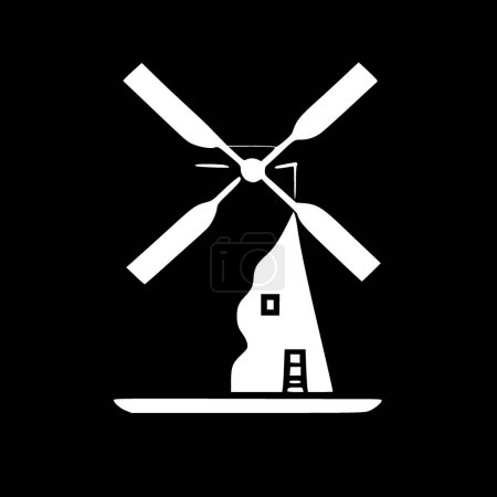 Téléchargez les illustrations : Moulin à vent - silhouette minimaliste et simple - illustration vectorielle - en licence libre de droit