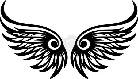 Wings - black and white vector illustration