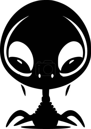 Alien - Schwarz-Weiß-Ikone - Vektorillustration