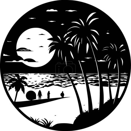 Ilustración de Playa - silueta minimalista y simple - ilustración vectorial - Imagen libre de derechos