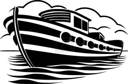 Boat - black and white isolated icon - vector illustration