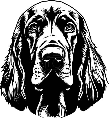 Ilustración de Bloodhound - ilustración vectorial en blanco y negro - Imagen libre de derechos