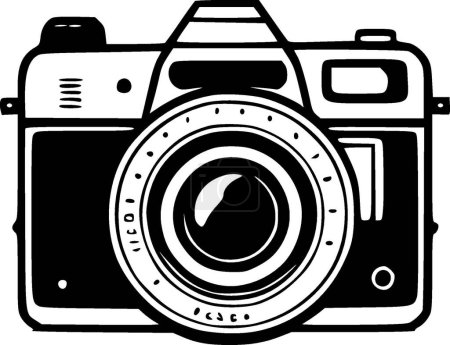 Appareil photo - icône isolée en noir et blanc - illustration vectorielle
