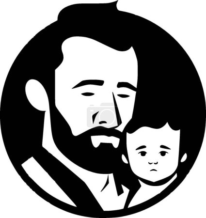 Padre - ilustración vectorial en blanco y negro