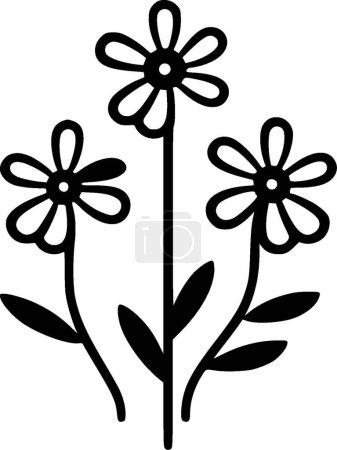Flowers - minimalist and simple silhouette - vector illustration