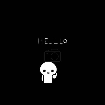 Hello - black and white isolated icon - vector illustration