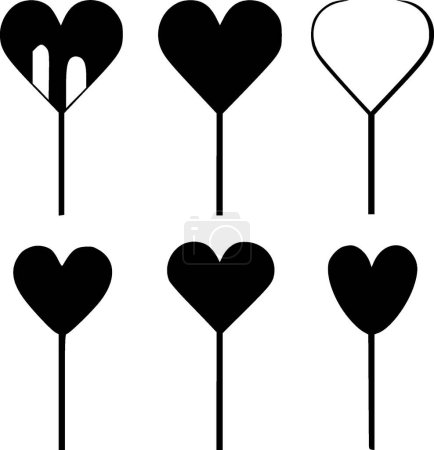 Coeurs - illustration vectorielle en noir et blanc