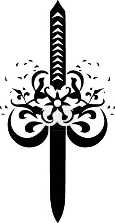Katana - minimalist and flat logo - vector illustration