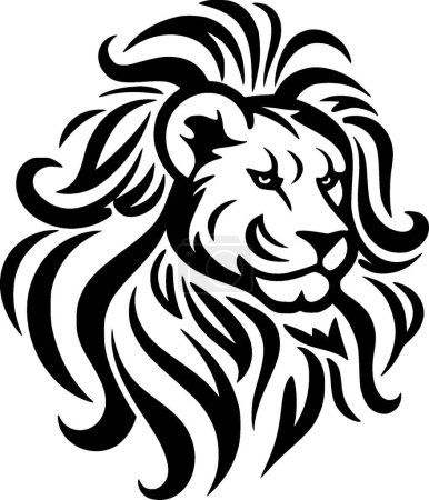 Lion - icône isolée en noir et blanc - illustration vectorielle