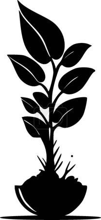 Plantas - icono aislado en blanco y negro - ilustración vectorial