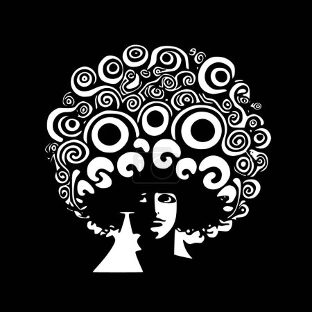 Psychédélique - icône isolée en noir et blanc - illustration vectorielle