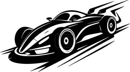 Racing - icono aislado en blanco y negro - ilustración vectorial
