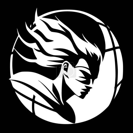 Volleyball - Schwarz-Weiß-Ikone - Vektorillustration
