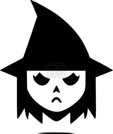 Witch - black and white isolated icon - vector illustration
