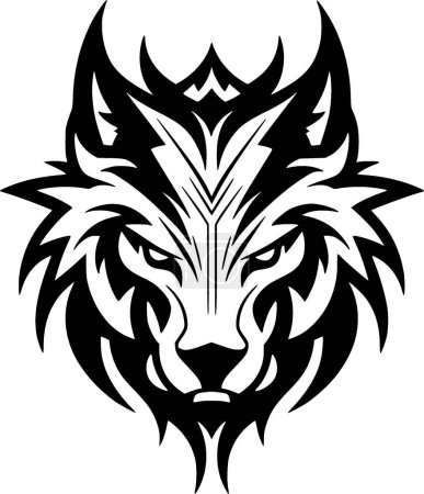 Lobo - ilustración vectorial en blanco y negro