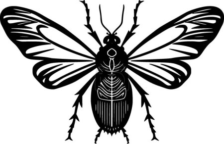 Beetle - schwarz-weißes Icon - Vektorabbildung
