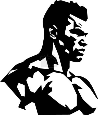 Boxer - ilustración vectorial en blanco y negro
