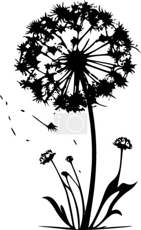 Illustration for Dandelion - black and white vector illustration - Royalty Free Image