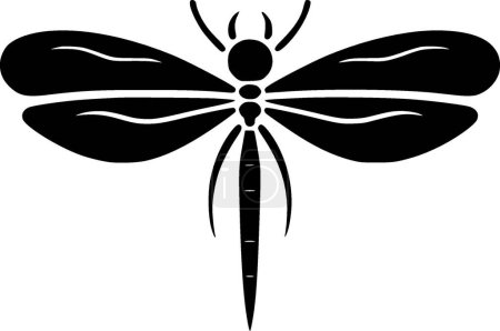 Dragonfly - black and white vector illustration