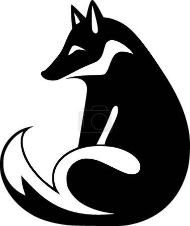 Illustration for Fox - black and white isolated icon - vector illustration - Royalty Free Image