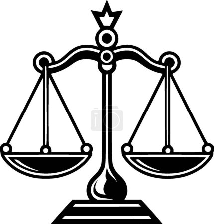 Justice - illustration vectorielle en noir et blanc
