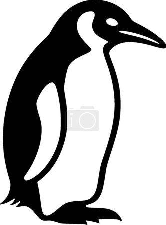 Téléchargez les illustrations : Pingouin - icône isolée en noir et blanc - illustration vectorielle - en licence libre de droit