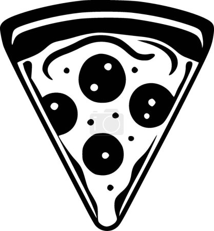 Pizza - black and white vector illustration