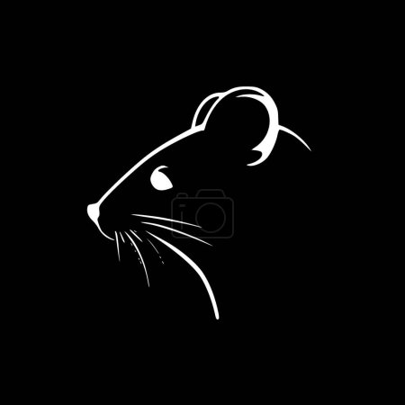 Rat - icône isolée en noir et blanc - illustration vectorielle