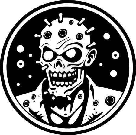 Zombie - Schwarz-Weiß-Ikone - Vektorillustration