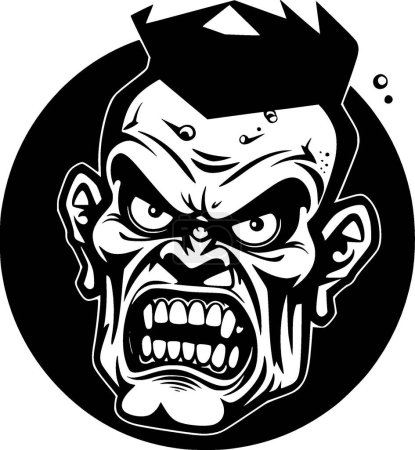 Zombie - icono aislado en blanco y negro - ilustración vectorial