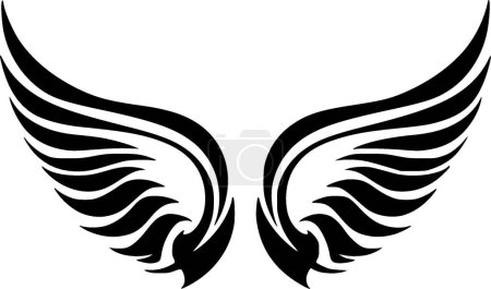 Angel wings - black and white vector illustration