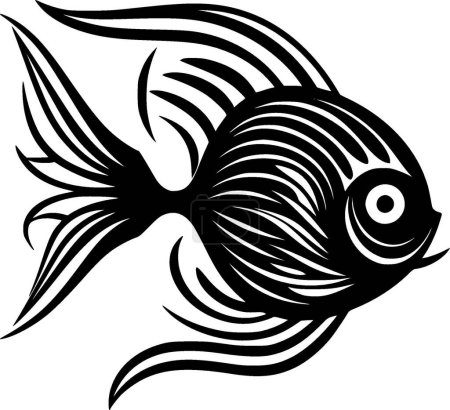 Angelfish - black and white vector illustration