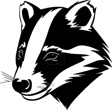 Badger - black and white isolated icon - vector illustration
