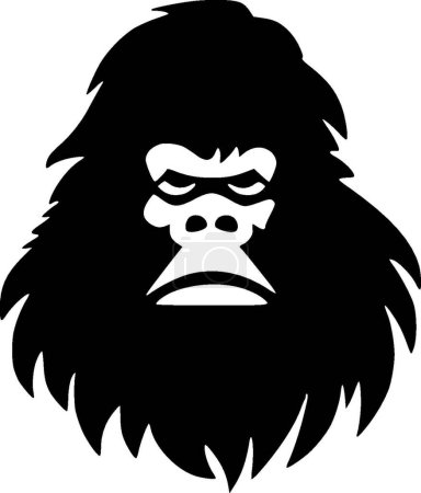 Bigfoot - icono aislado en blanco y negro - ilustración vectorial