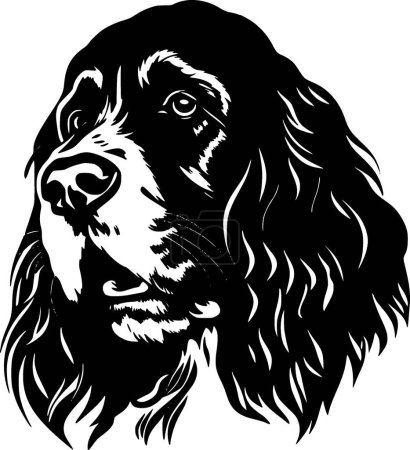 Téléchargez les illustrations : Cocker spaniel - logo plat et minimaliste - illustration vectorielle - en licence libre de droit