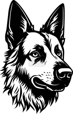 Deutscher Schäferhund - Schwarz-Weiß-Ikone - Vektorillustration