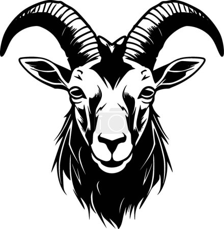 Goat - black and white vector illustration