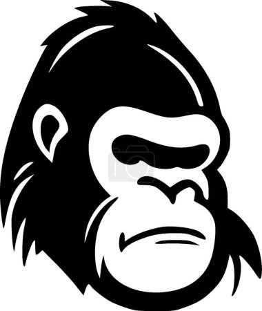 Gorillakopf - schwarz-weiße Vektorillustration