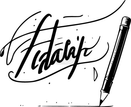 Escritura a mano - icono aislado en blanco y negro - ilustración vectorial