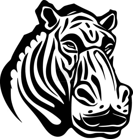 Nilpferd - schwarz-weiße Vektorillustration