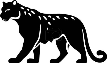 Leopard - black and white isolated icon - vector illustration